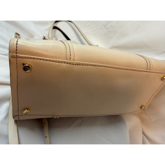 Kate Spade Leather Satchel Tote Cream with straps Minimslist Crossbody Designer - Picture 3 of 6